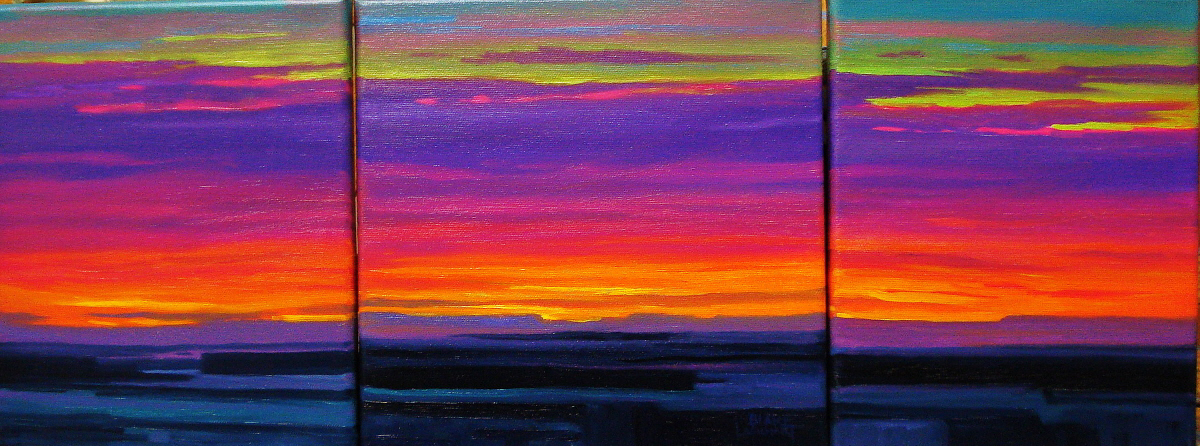 Click to view detail for Sunset On The Plains Triptych 8x10-10x10-8x10 $1000